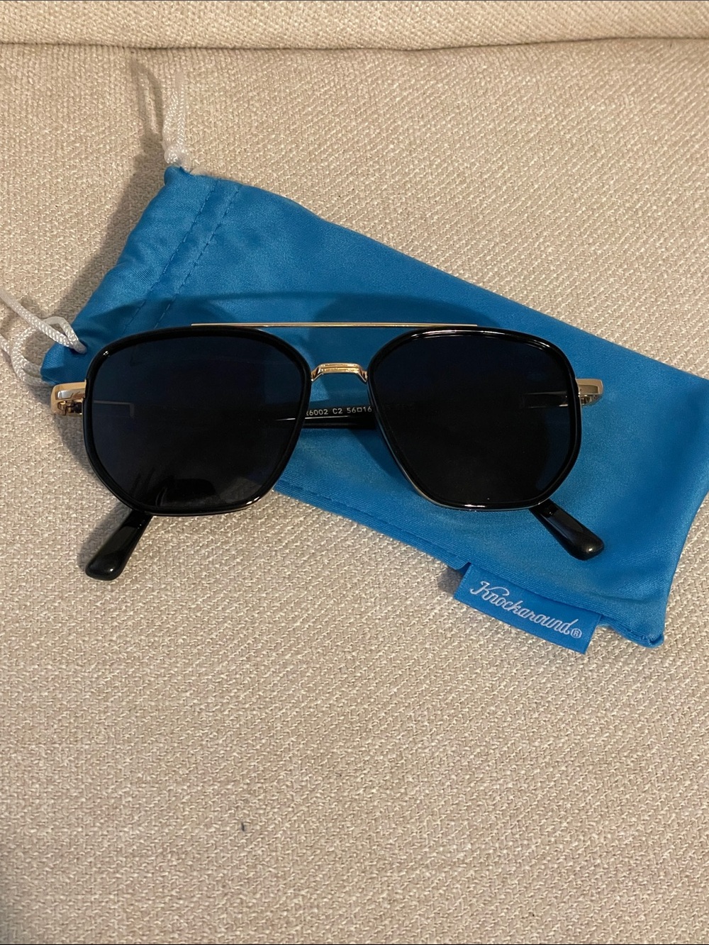 Black & Gold Aviator Sunglasses with Dark Lenses